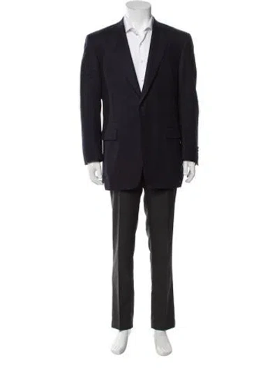 Pre-owned Canali Wool Plaid Print Two-piece Suit In Blue