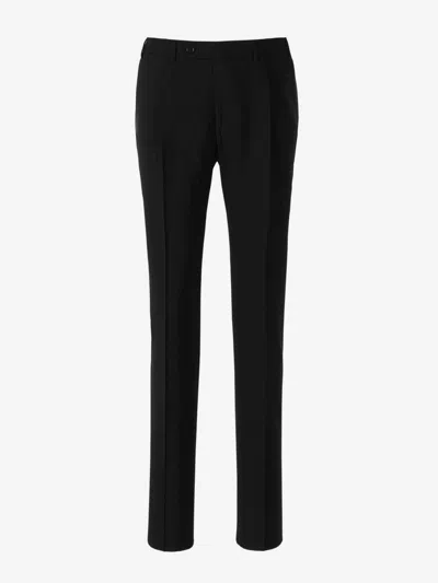 Canali Wool Pleated Trousers In Black