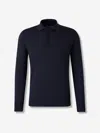Canali Polo-neck Long-sleeve Sweater In Blue