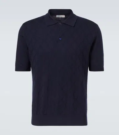 Canali Wool Polo Shirt In Blue