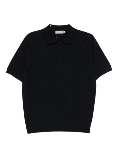 Canali Wool Polo Shirt In Blue