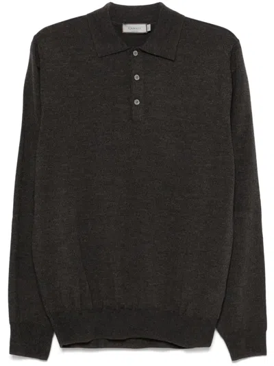 Canali Wool Polo Shirt In Braun