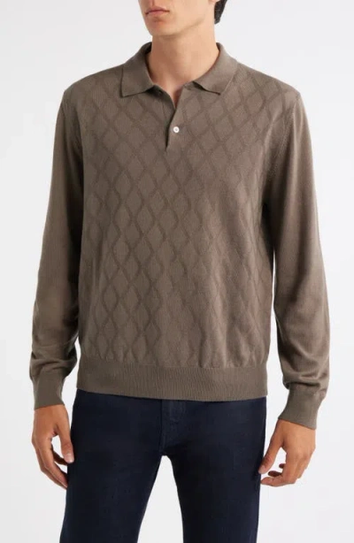 Canali Wool Polo Sweater In Gray