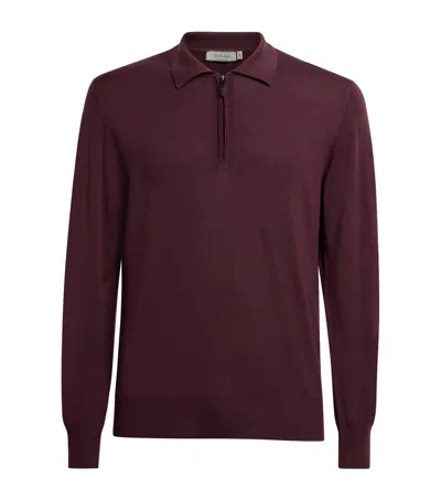 Canali Wool Quarter-zip Polo Sweater In Multi
