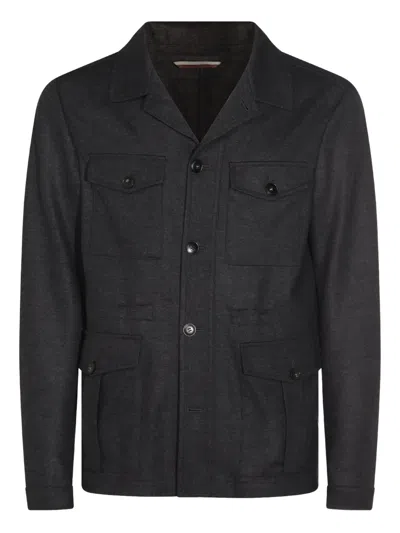 Canali Wool Shirt Jacket In Black