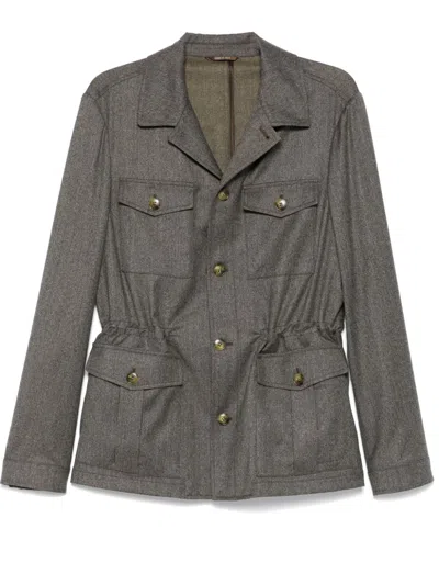 Canali Wool Shirt Jacket In 灰色