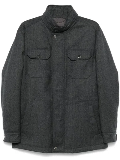 Canali Wool Shirt Jacket In Grey