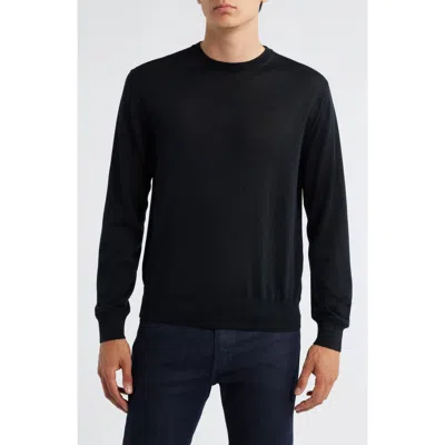 Canali Wool, Silk & Cashmere Crewneck Sweater In Black