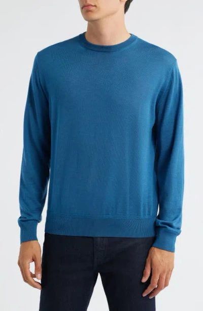 Canali Wool, Silk & Cashmere Crewneck Sweater In Blue