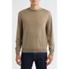 Canali Wool, Silk & Cashmere Crewneck Sweater In Brown