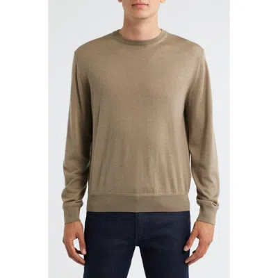 Canali Wool, Silk & Cashmere Crewneck Sweater In Brown