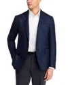 Canali Wool, Silk & Linen Herringbone Unstructured Trim Fit Sport Coat In Blue