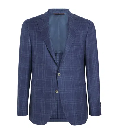 Canali Wool-silk-linen Kei Blazer In Blue