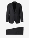 Canali Marbled Wool Suit In Black