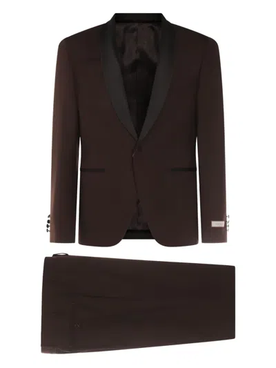Canali Wool Single-breasted Suit In Brown