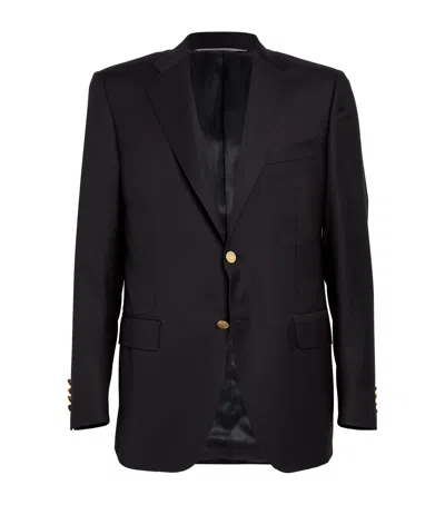 Canali Wool Single-breasted Suit Jacket In Navy