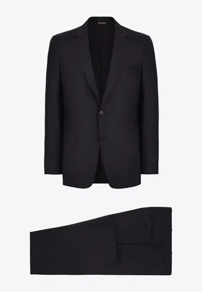 Canali Wool Single-breasted Tailored Suit In Black