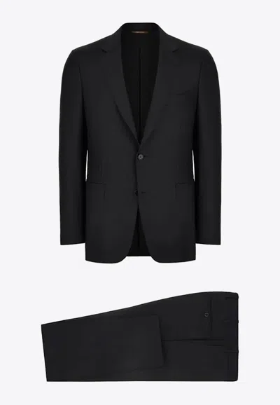 Canali Wool Single-breasted Tailored Suit In Black