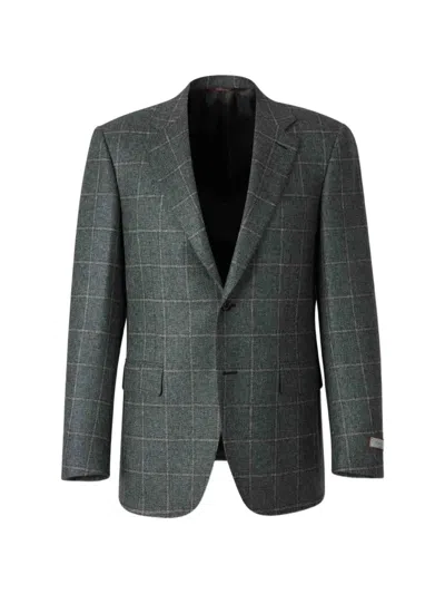 Canali Wool Single-breasted Blazer In Green