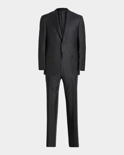 Canali Wool Single-breasted Suit In Black