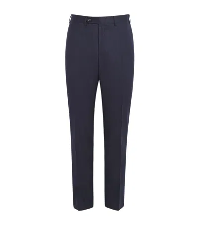 Canali Wool Slim Tailored Trousers In Blue