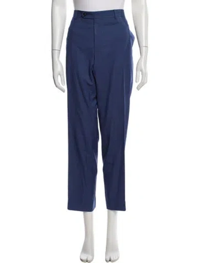 Pre-owned Canali Wool Straight Leg Pants In Blue