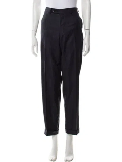Pre-owned Canali Wool Straight Leg Pants In Blue