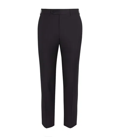 Canali Wool Straight Trousers In Black