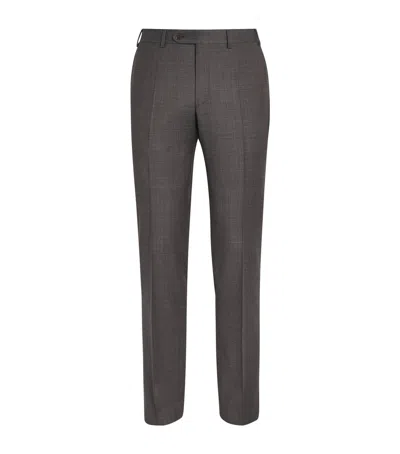 Canali Wool Straight Trousers In Gray