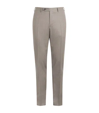 Canali Wool Straight Trousers In Gray