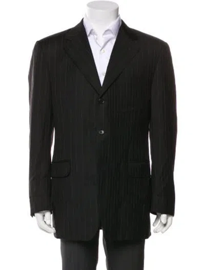 Pre-owned Canali Wool Striped Blazer In Black