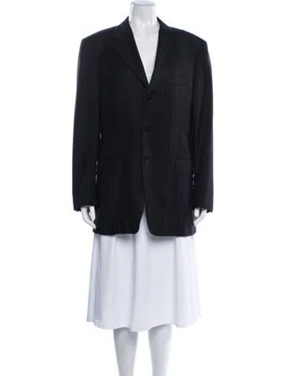 Pre-owned Canali Wool Striped Blazer In Black