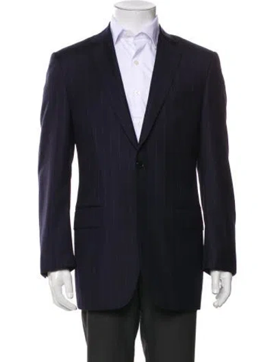 Pre-owned Canali Wool Striped Blazer In Blue