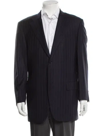 Pre-owned Canali Wool Striped Blazer In Blue