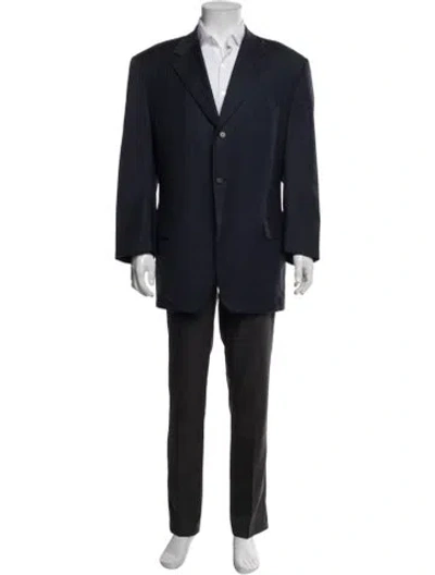 Pre-owned Canali Wool Striped Blazer In Blue