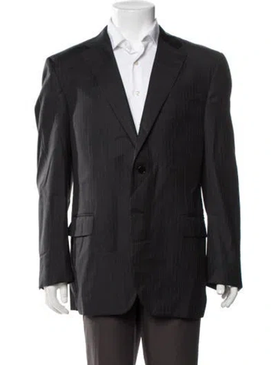 Pre-owned Canali Wool Striped Blazer In Blue