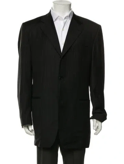 Pre-owned Canali Wool Striped Blazer In Blue