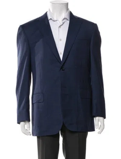Pre-owned Canali Wool Striped Blazer In Blue