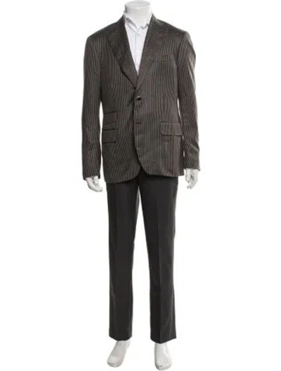 Pre-owned Canali Wool Striped Blazer In Brown