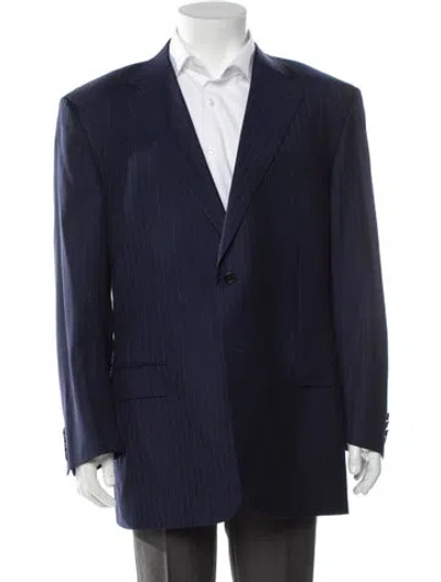 Pre-owned Canali Wool Striped Jacket In Blue