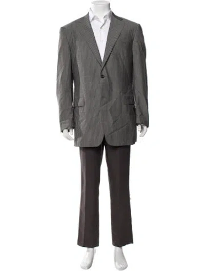 Pre-owned Canali Wool Striped Jacket In Brown