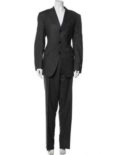 Pre-owned Canali Wool Striped Pantsuit In Grey