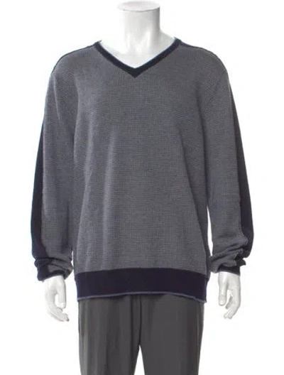 Pre-owned Canali Wool Striped Pullover In Blue