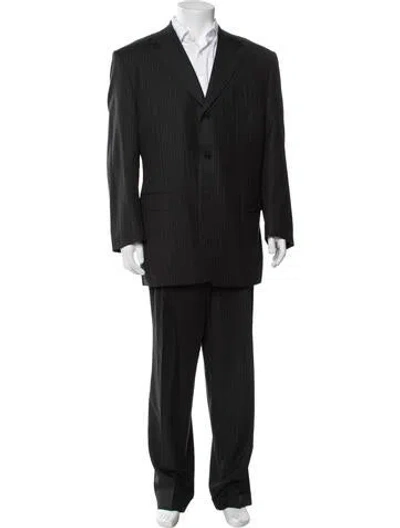 Pre-owned Canali Wool Striped Two-piece Blazer In Black