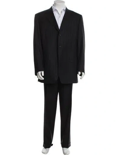 Pre-owned Canali Wool Striped Two-piece Suit In Black