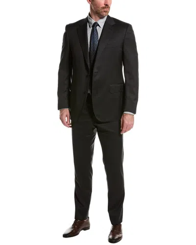 Canali Wool Suit With Flat Front Pant In Black