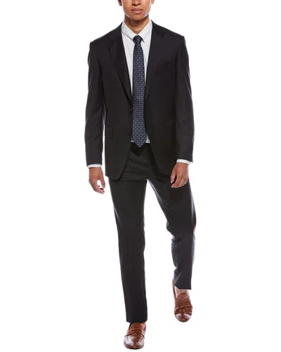 Canali Wool Suit With Flat Front Pant In Black