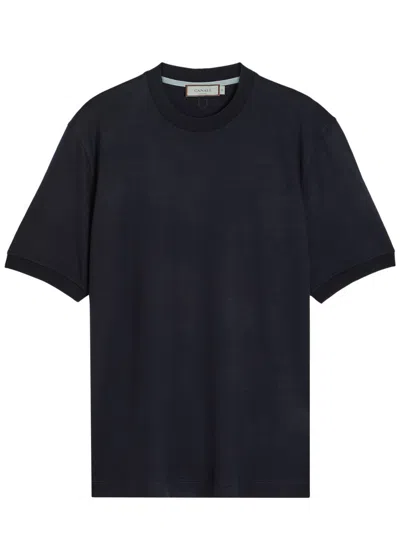 Canali Cotton-jersey T-shirt In Blue