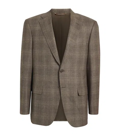 Canali Wool Tailored Blazer In Brown