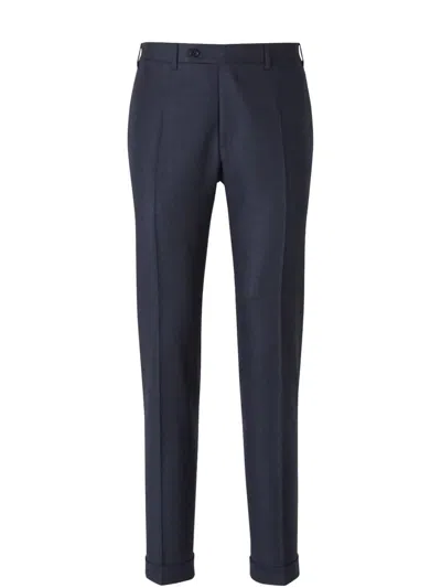 Canali Wool Tailored Trousers In Blue